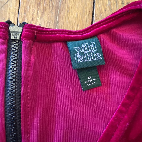 Wild Fable Hot Pink velvet Faux Wrap Mini Dress - Picture 3 of 13